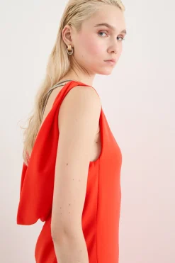 Abito lungo in cady - Rosso