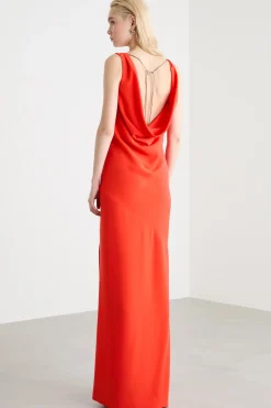 Abito lungo in cady - Rosso