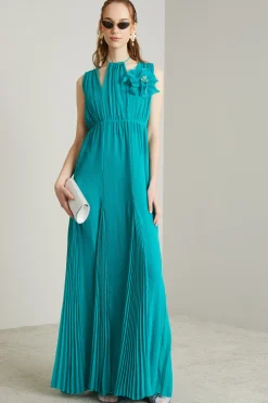 Abito lungo in chiffon - Verde