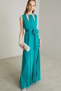 Abito lungo in chiffon - Verde