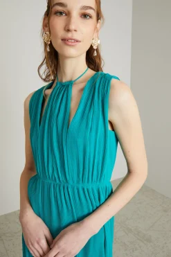 Abito lungo in chiffon - Verde