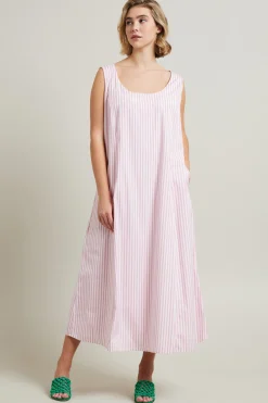 Abito lungo in cotone - Bianco Rosa