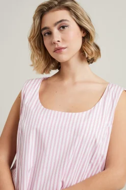 Abito lungo in cotone - Bianco Rosa