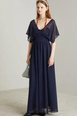 Abito lungo in georgette - Blu