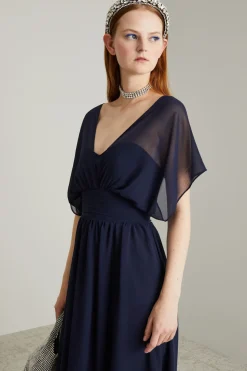 Abito lungo in georgette - Blu