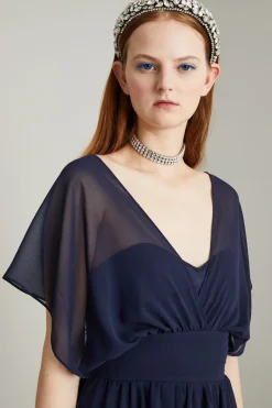 Abito lungo in georgette - Blu