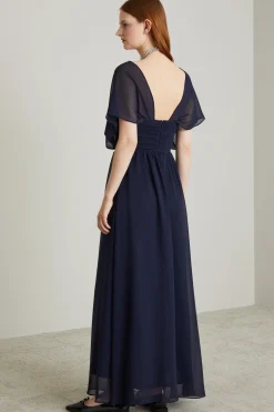 Abito lungo in georgette - Blu