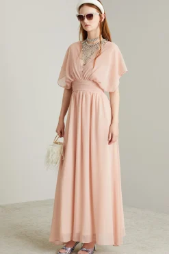 Abito lungo in georgette - Rosa