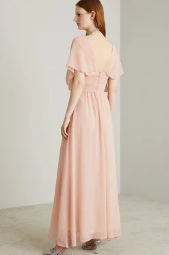 Abito lungo in georgette - Rosa