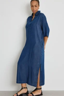 Abito lungo in jeans con spacchi - Blu