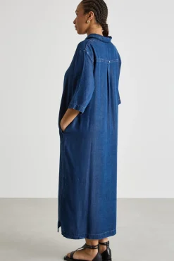 Abito lungo in jeans con spacchi - Blu