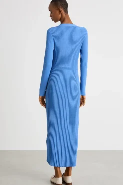 Abito lungo in maglia - Azzurro