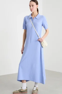 Abito lungo in maglia - Azzurro