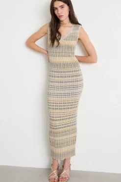 Abito lungo in maglia - Beige