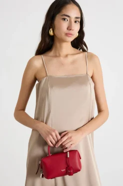 Abito lungo in raso - Beige