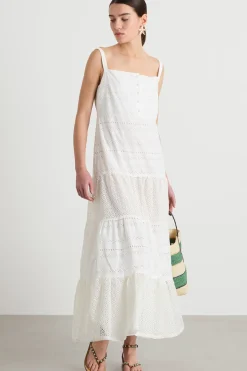 Abito lungo in voile di cotone - Bianco