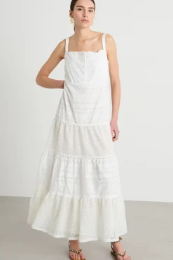 Abito lungo in voile di cotone - Bianco