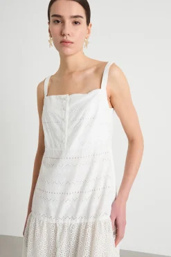 Abito lungo in voile di cotone - Bianco