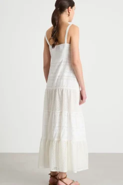Abito lungo in voile di cotone - Bianco
