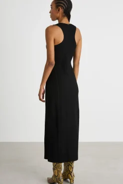 Abito lungo smanicato in maglia - Nero