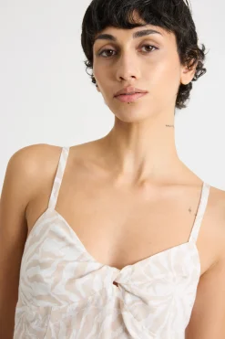 Abito maxi in puro lino - Beige Bianco