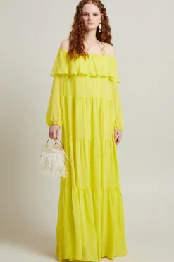 Abito maxi in seta - Giallo