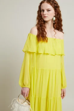 Abito maxi in seta - Giallo