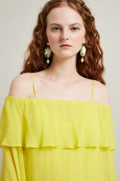 Abito maxi in seta - Giallo