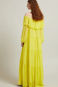 Abito maxi in seta - Giallo