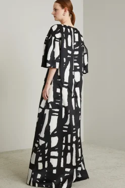 Abito maxi in seta - Nero Bianco
