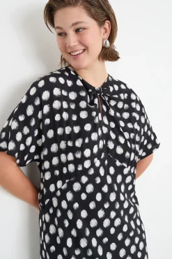 Abito midi drappeggiato - Nero Bianco
