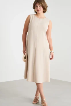 Abito midi in cady - Beige