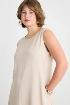 Abito midi in cady - Beige