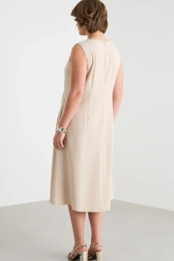 Abito midi in cady - Beige