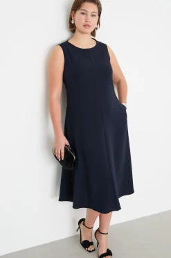 Abito midi in cady - Blu