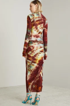 Abito midi in jersey calza - Bordeaux Celeste