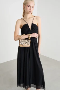 Abito midi in jersey tulle - Nero