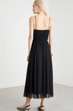 Abito midi in jersey tulle - Nero