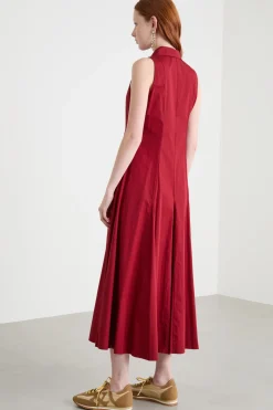 Abito midi in popeline - Rosso