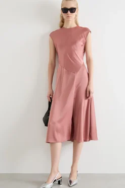 Abito midi in raso - Rosa