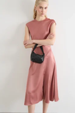 Abito midi in raso - Rosa
