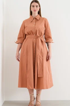 Abito midi in taffetà - Arancione