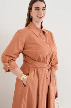 Abito midi in taffetà - Arancione