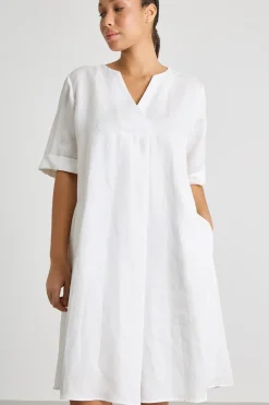 Abito midi in twill - Bianco
