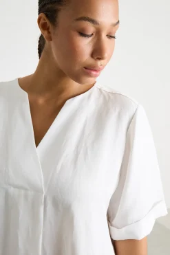 Abito midi in twill - Bianco
