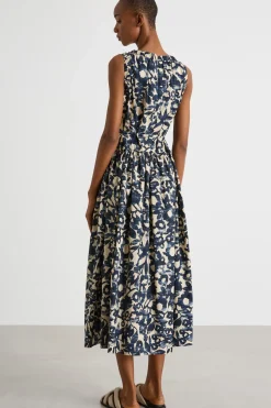 Abito midi smanicato - Blu Bianco
