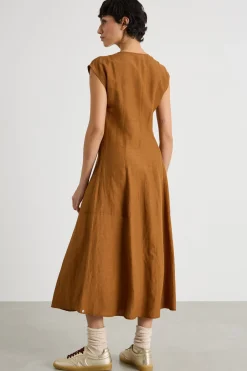 Abito midi svasato - Marrone