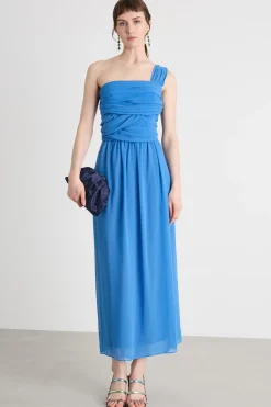 Abito monospalla in georgette - Azzurro