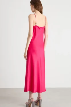 Abito slip dress in raso - Fuxia