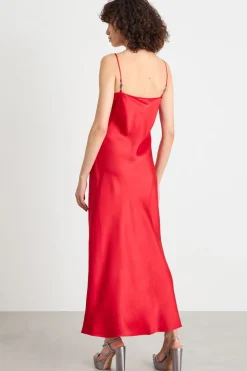 Abito slip dress in raso - Rosso